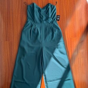 Express Teal Strapless Jumpsuit